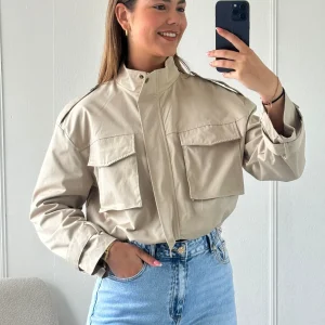 Beige Korte Trenchcoat