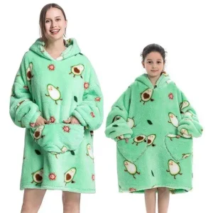 Avocado Patroon Oversized Hoodie Deken - Zacht Sherpa & Flanel - Unisex - Winter Comfort